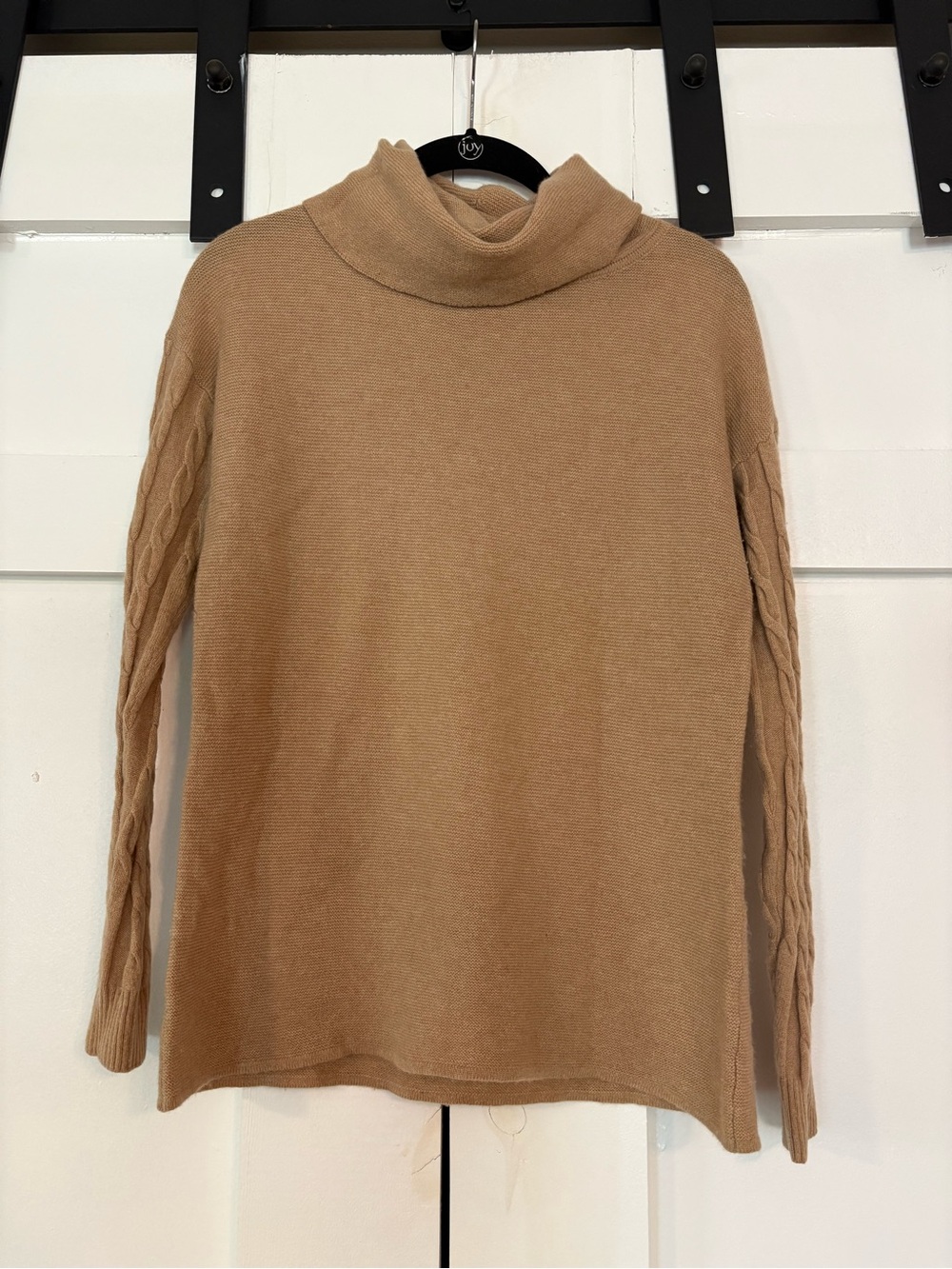 Talbots Camel Cable-Trim Turtleneck Sweater